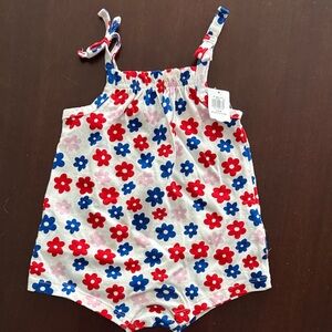 Old Navy Red and Blue Floral Kids One Piece